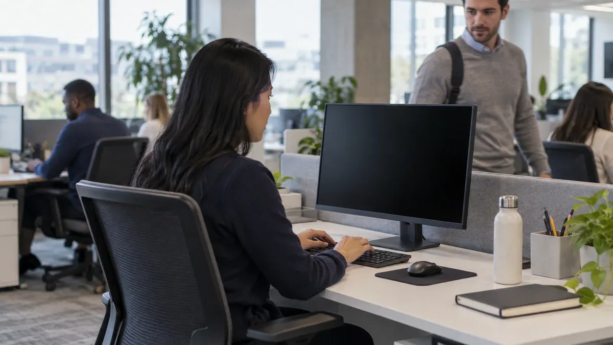Computer privacy screen for open office workstation