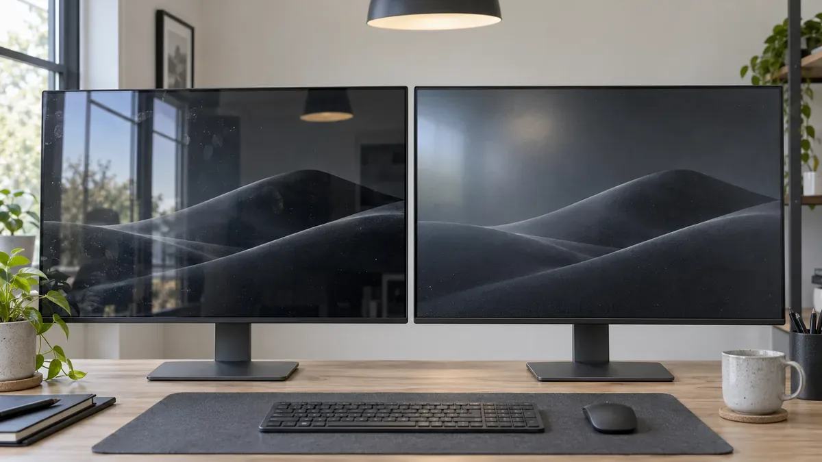 Glossy vs matte monitor screen reflection comparison