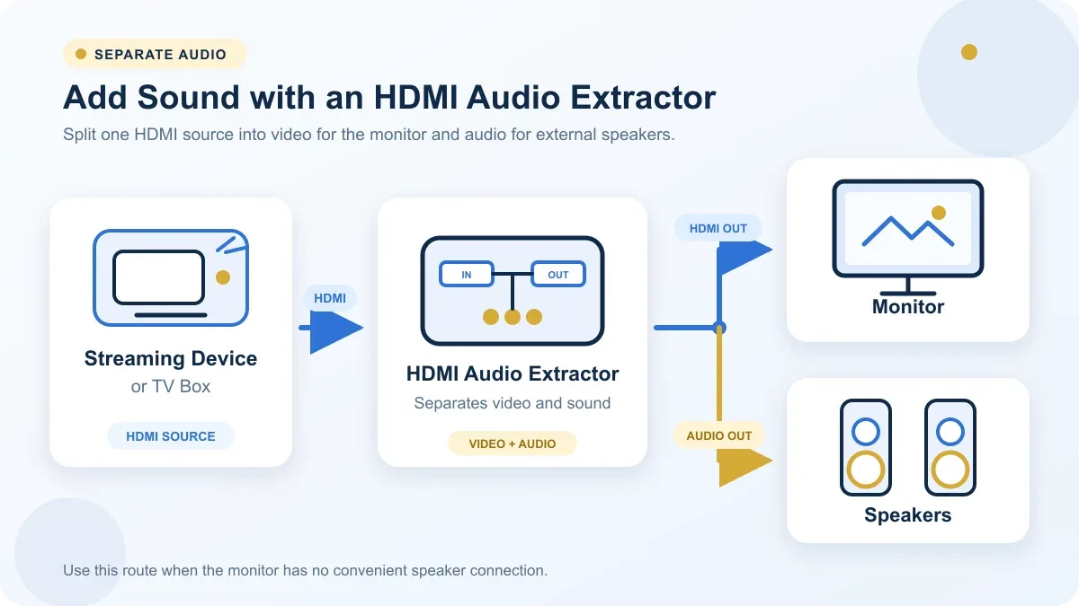 HDMI audio extractor setup for using a monitor as a TV
