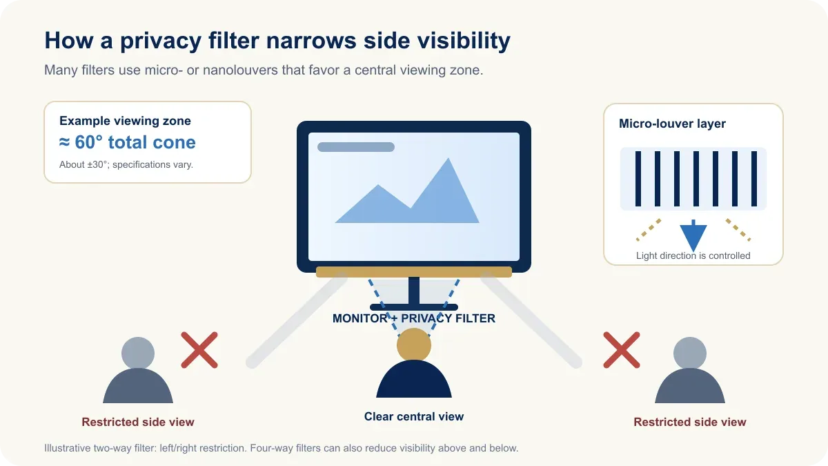 How a monitor privacy screen filter works