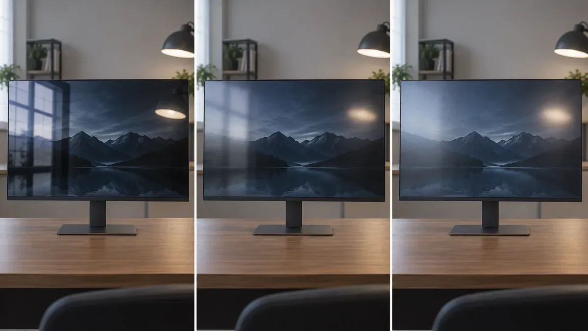 Glossy semi glossy and matte monitor screen finishes