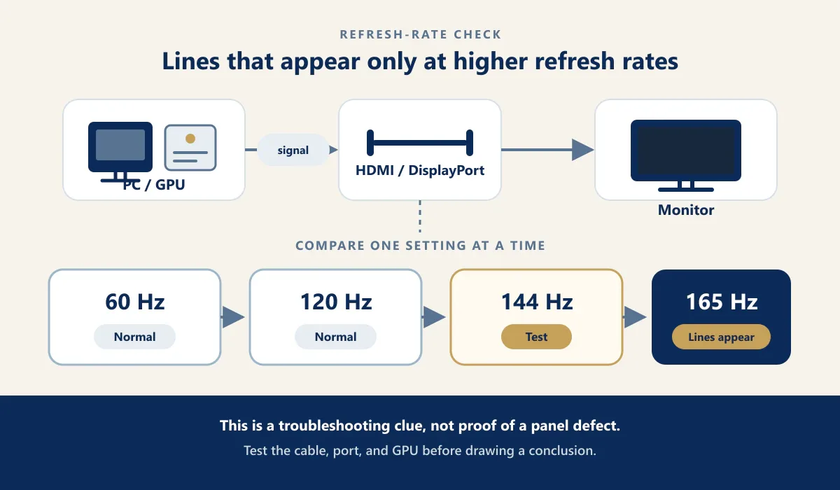 Monitor lines appearing at high refresh rate