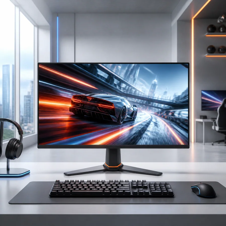 Gaming monitor in a bright esports room