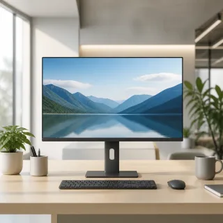 Office monitor in a bright modern workspace