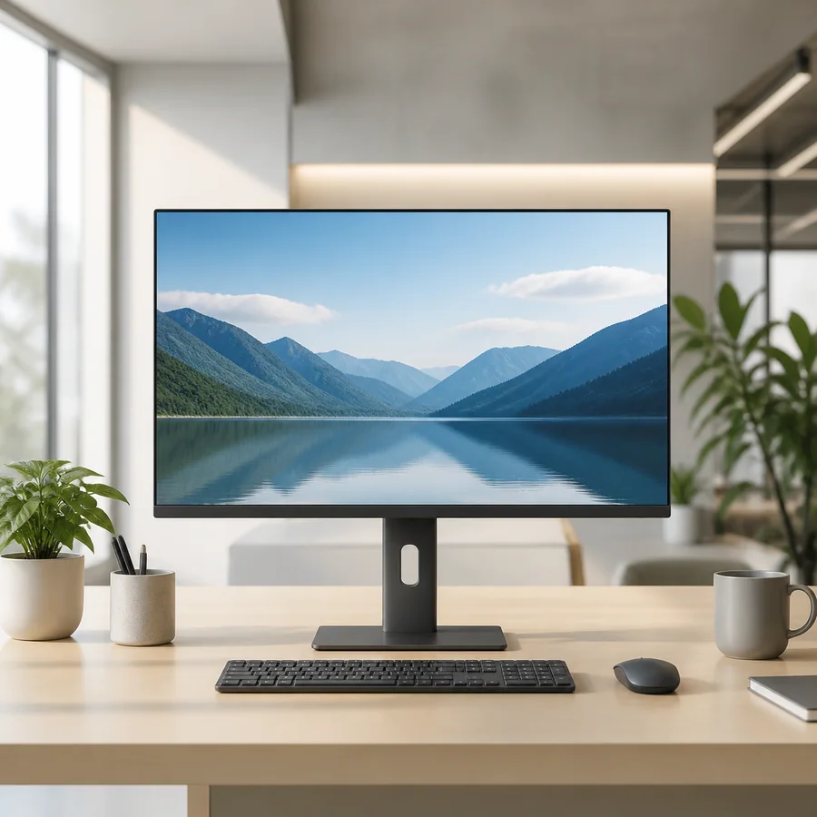 Office monitor in a bright modern workspace